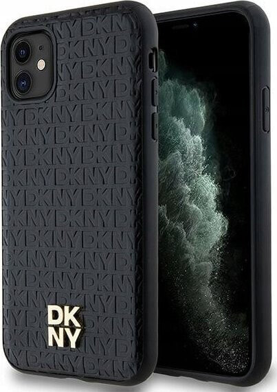 DKNY DKNY DKHMN61PSHRPSK iPhone 11 / Xr 6.1" czarny/black hardcase Leather Monogram Pattern Metal Logo MagSafe