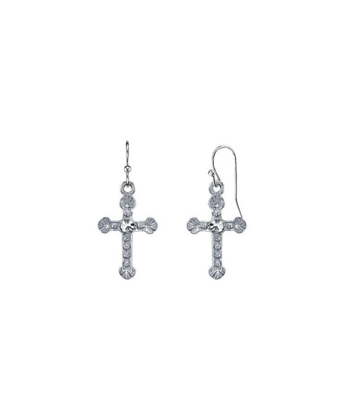 Crystal Cross Drop Earrings