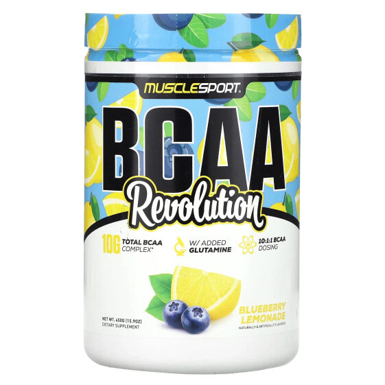 Аминокислоты MuscleSport BCAA Revolution Голубая Малиново-Лимонная 450 г (15.9 унции)