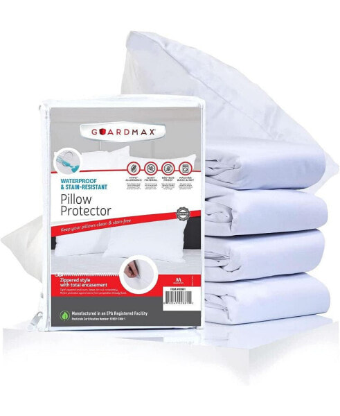 Waterproof Zippered Pillow Protector - Queen Size - 4 Pack