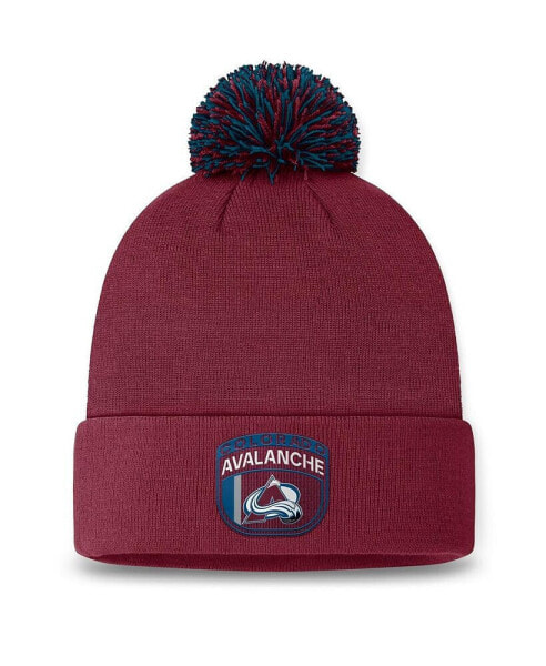 Men's Burgundy Colorado Avalanche 2024 NHL Draft Cuffed Knit Hat with Pom