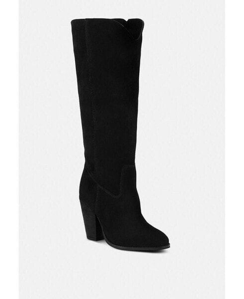 GREAT-STORM Womens Suede Leather Calf Boots