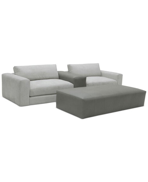 CLOSEOUT! Roral 4-Pc. Fabric Sofa with Leather Arm Table and Bench