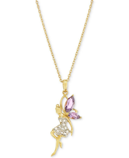Macy's pink Amethyst (5/8 ct. t.w.) & White Topaz (1/5 ct. t.w.) Fairy 18" Pendant Necklace in 14k Gold-Plated Sterling Silver