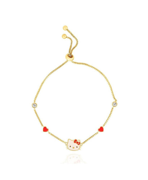 Sanrio Flash Yellow Gold Plated Station Heart and Crystal Bracelet