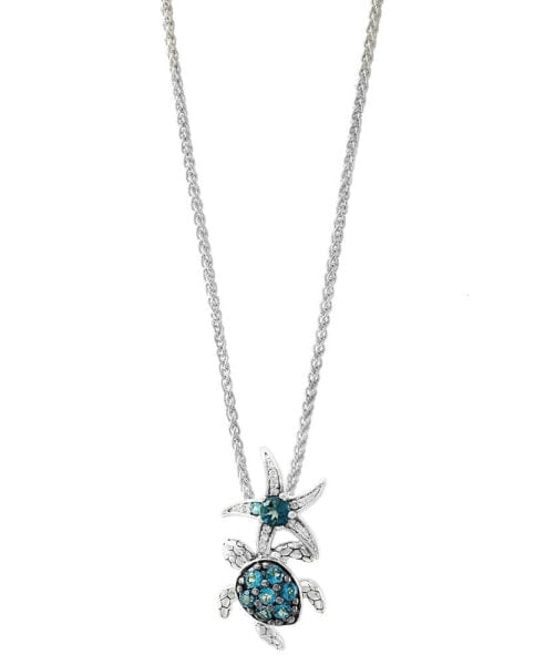 EFFY Collection eFFY® Blue Topaz (9/10 ct.t.w.) and Diamond Accent Pendant in Sterling Silver