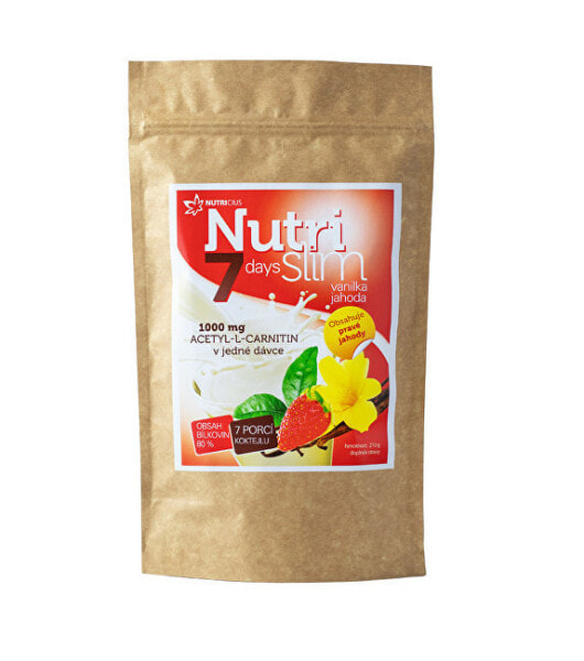 NutriSlim Vanilla Strawberry Углеводный порошок для приготовления коктейлей, содержащий l-карнитин, клетчатку и витамины  210 г