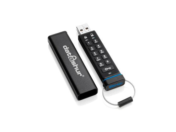 iStorage datAshur 256-bit 8GB USB 2.0 secure encrypted flash drive IS-FL-DA-256-8 - 8 GB - USB Type-A - 2.0 - 27 MB/s - Sleeve - Black