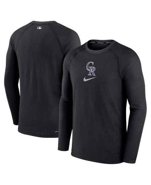 Men's Black Colorado Rockies Authentic Collection Game Raglan Performance Long Sleeve T-shirt