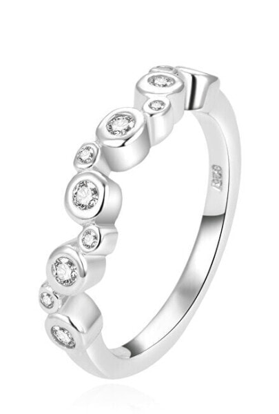 Modern silver ring with zircons AGG388