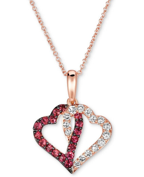 Le Vian passion Ruby (1/3 ct. t.w.) & Nude Diamond (1/3 ct. t.w.) Interlocking Hearts 18" Pendant Necklace in 14k Rose Gold