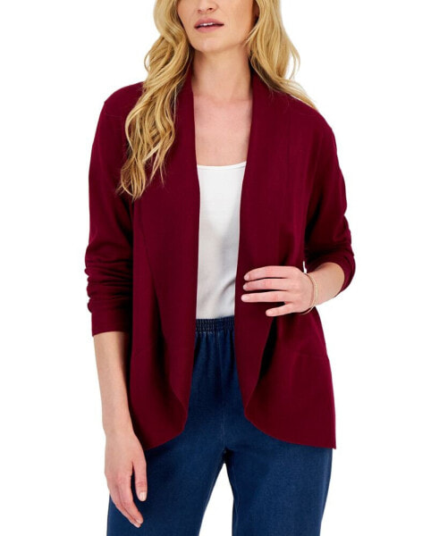 Women's Shawl-Collar Curved-Hem Cardigan, Created for Macy's