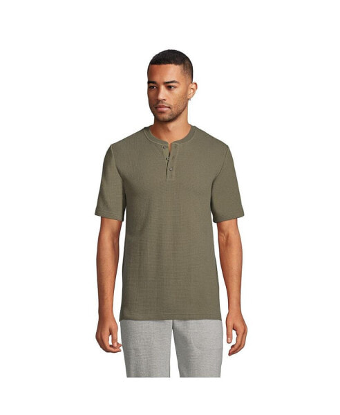 Men's Waffle Short Sleeve Pajama Henley