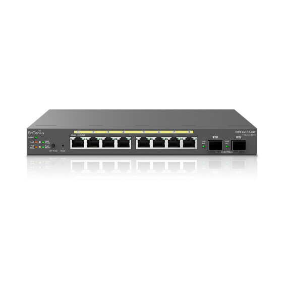 EnGenius FIT Switch 8-port GbE PoE.af/at+ 55W 2xSFP Desktop wall-mountable - Switch - Amount of ports: