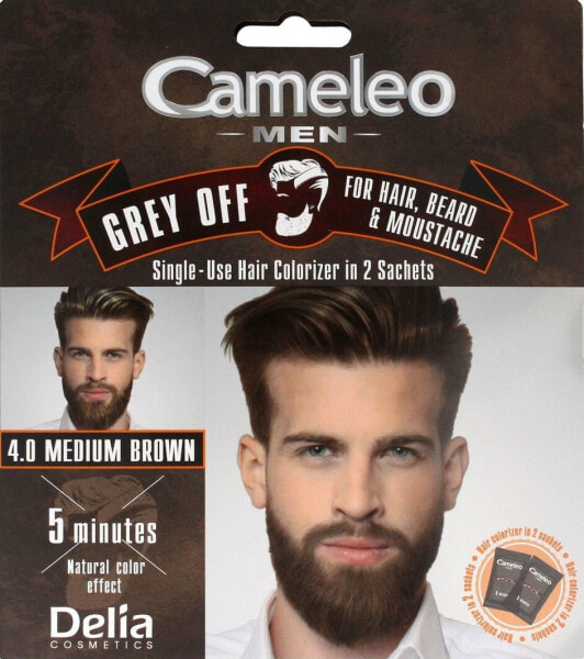 Delia Cameleo Men Krem koloryzujący do włosów, brody i wąsów 4.0 medium brown 15mlx2