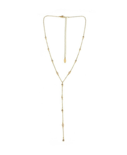 18K Gold Plated Dainty Crystal Lariat Necklace