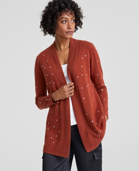 Women's Embellished Long-Sleeve 100% Cashmere Duster, Created for Macy's