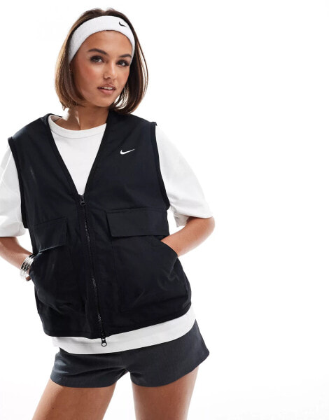 Nike woven cargo vest in black