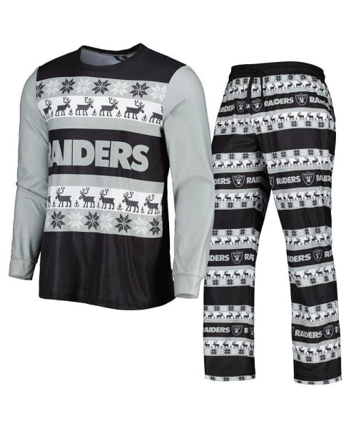 Men's Black Las Vegas Raiders Team Ugly Pajama Set