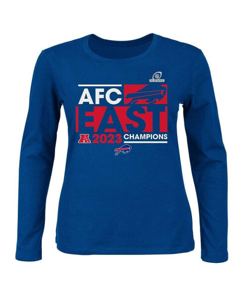 Women's Royal Buffalo Bills 2023 AFC East Division Champions Plus Size Conquer Long Sleeve Crew Neck T-shirt