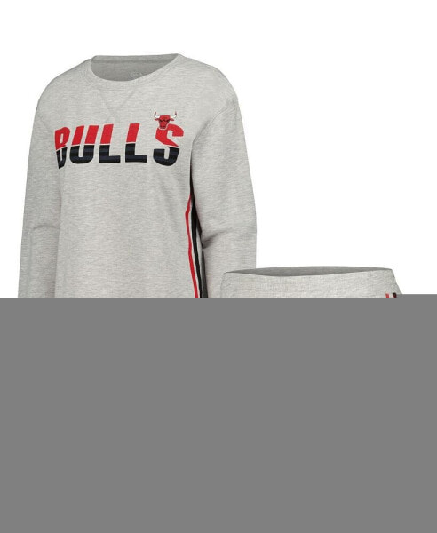 Women's Gray Chicago Bulls Cedar Long Sleeve T-shirt and Shorts Sleep Set