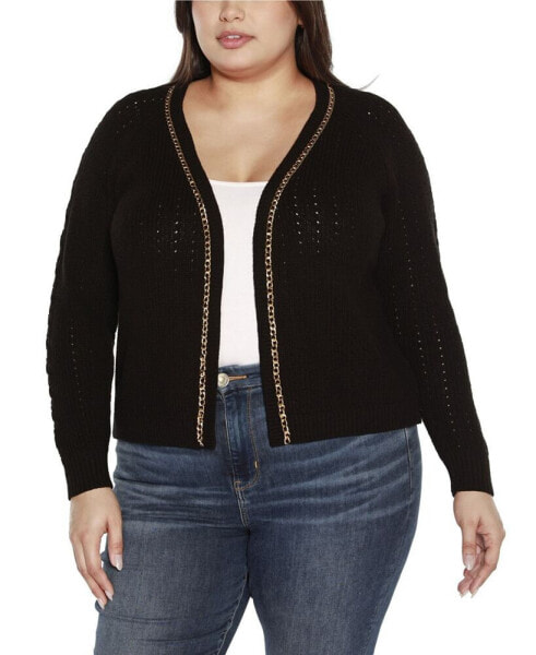 Black Label Plus Size Chain Detail Shrug Cardigan Sweater