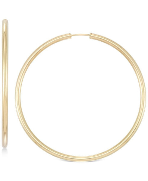 Medium Highly Polished Endless Hoop Earrings in 14k Gold,