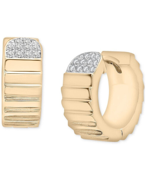 Diamond Cluster Textured Small Huggie Hoop Earrings (1/10 ct. t.w.) in Gold Vermeil, Created for Macy's