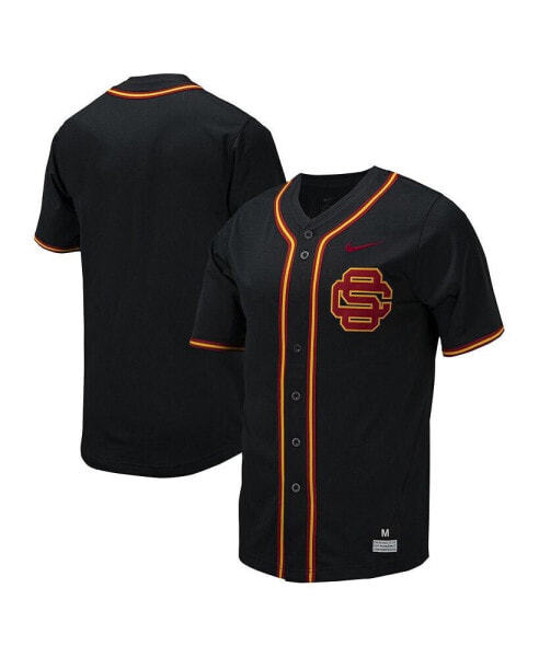 Men's Black USC Trojans Replica Full-Button Baseball Jersey