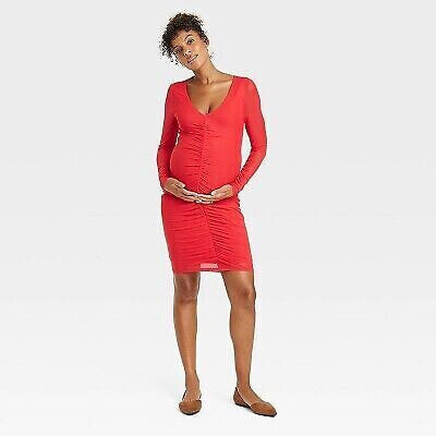 Long Sleeve Mesh Mini Maternity Bodycon Dress - Isabel Maternity by Ingrid &