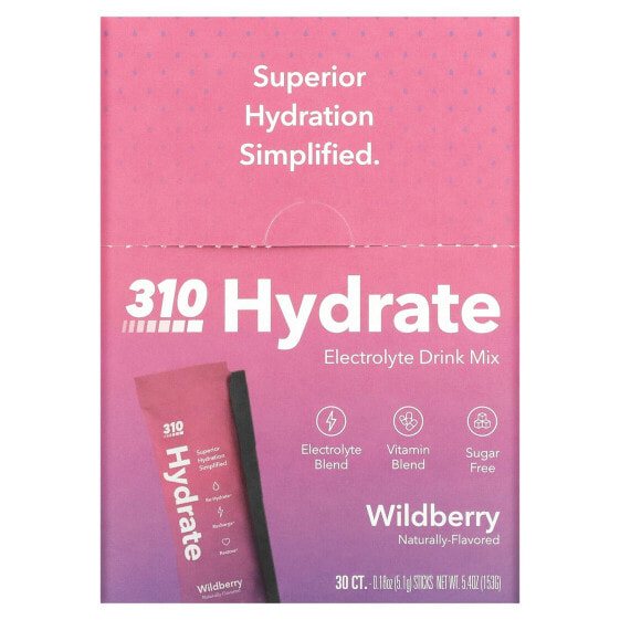 Hydrate, Electrolyte Drink Mix, Wildberry, 30 Sticks, 0.18 oz (5.1 g) Each