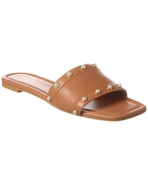 Stuart Weitzman Pearl Slide Leather Sandal Women's Brown 7