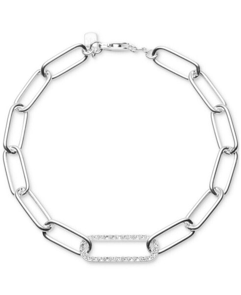 Crystal Pavé Open Link Chain Bracelet in Sterling Silver