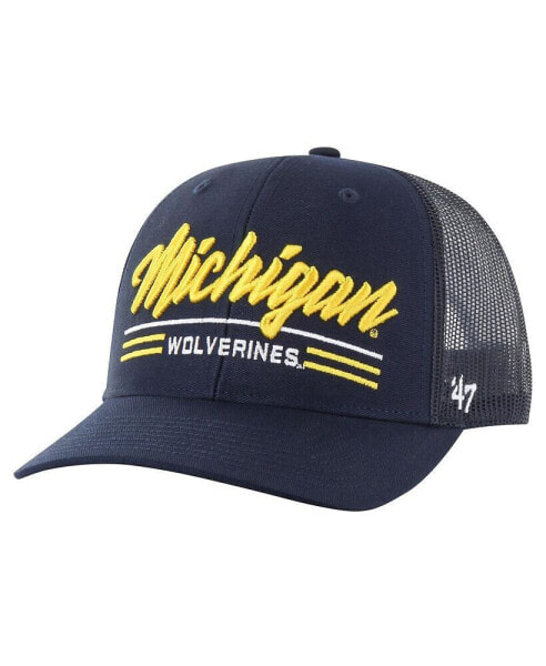 Men's Navy Michigan Wolverines Garner Trucker Adjustable Hat