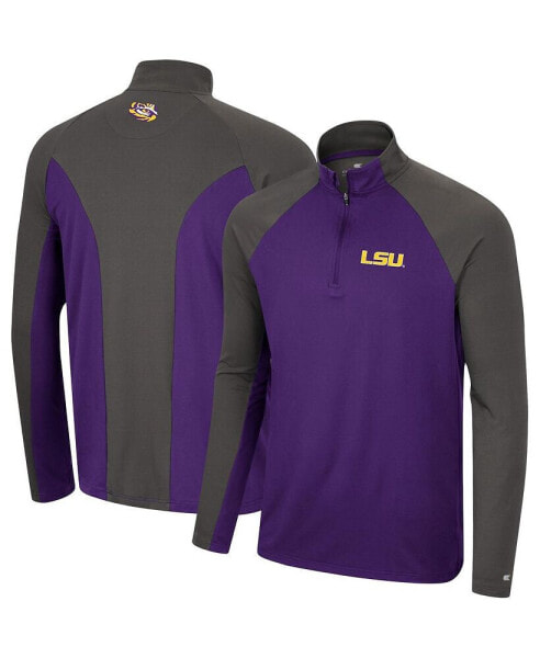 Men's Purple, Charcoal LSU Tigers Two Yutes Raglan Quarter-Zip Windshirt