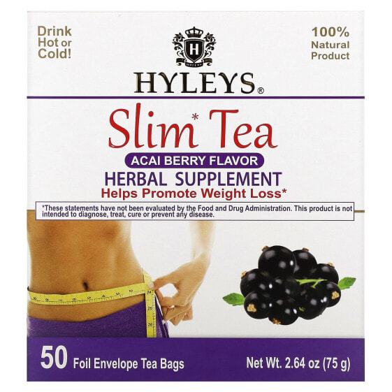 Slim Tea, Acai Berry, 50 Foil Envelope Tea Bags, 2.64 oz (75 g)