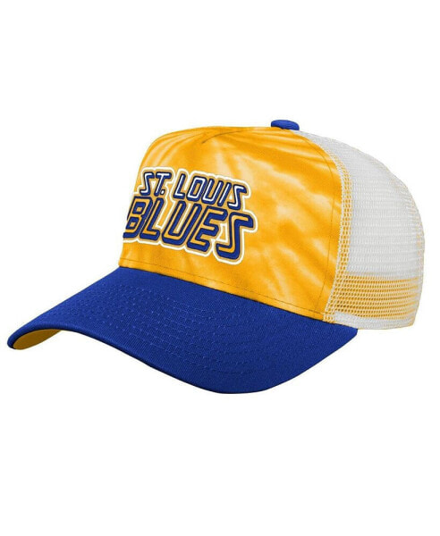 Big Boys Gold, Blue St. Louis Blues Team Tie-Dye Snapback Hat