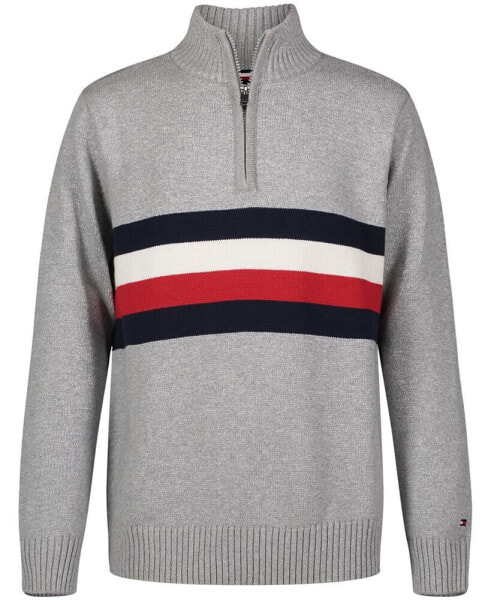 Little Boys Signature Stripe Long Sleeve Quarter Zip Sweater