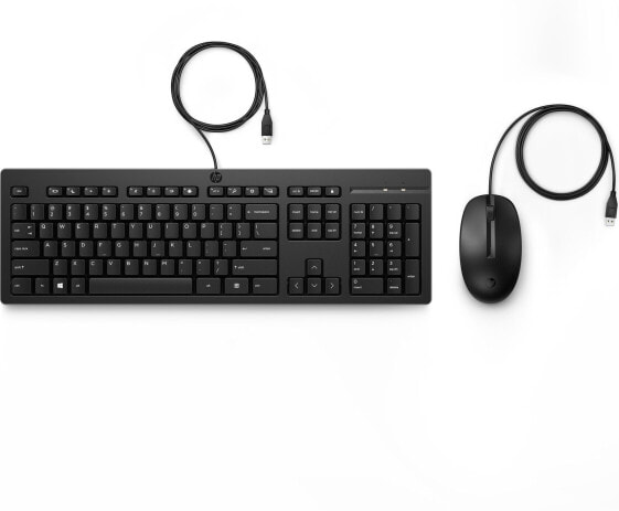 HP 225 Wired Mouse and Keyboard Combo - Full-size (100%) - USB - Membrane - QWERTY - Black - Mouse included