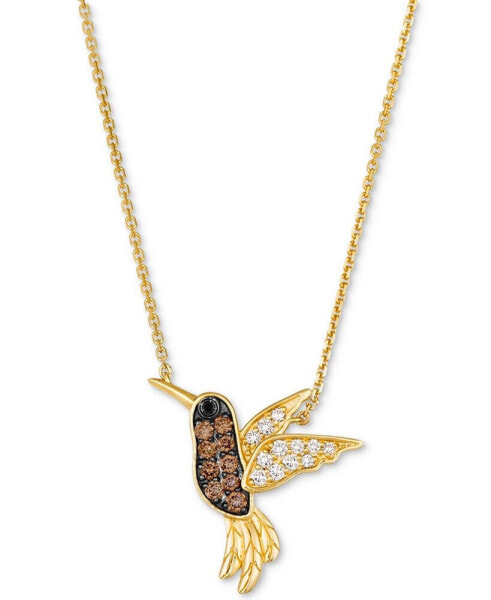 Multicolor Diamond Hummingbird 19" Pendant Necklace (3/8 ct. t.w.) in 14k Gold