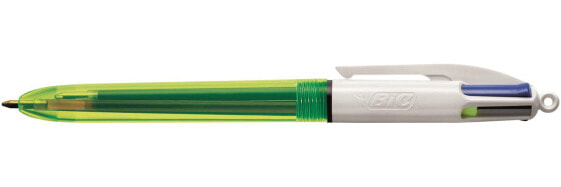 BIC 4Colours Fluo, Clip-on retractable pen, Green,White, Black,Blue,Red,Yellow, Plastic, 1.6 mm, 0.42 mm