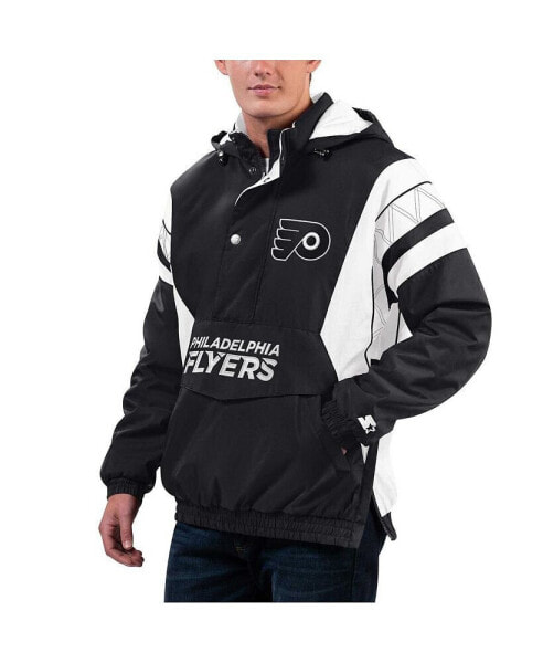 Куртка с капюшоном Starter Мужская черная Philadelphia Flyers Home Team Half-Zip Hoodie