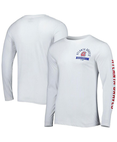 Men's White Atlanta Braves Pressbox Long Sleeve T-shirt