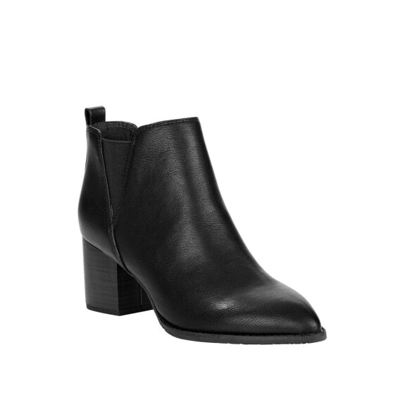 Melrose Ave Women's Black Vegan Leather Twin Gore Slip-On Block Heel Bootie US 7