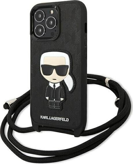 Karl Lagerfeld Karl Lagerfeld KLHCP13LCMNIPK iPhone 13 Pro / 13 6,1" hardcase czarny/black Leather Monogram Patch and Cord Iconik