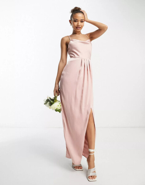 TFNC – Bridesmaid – Maxi-Brautjungfernkleid aus Satin in Rosa