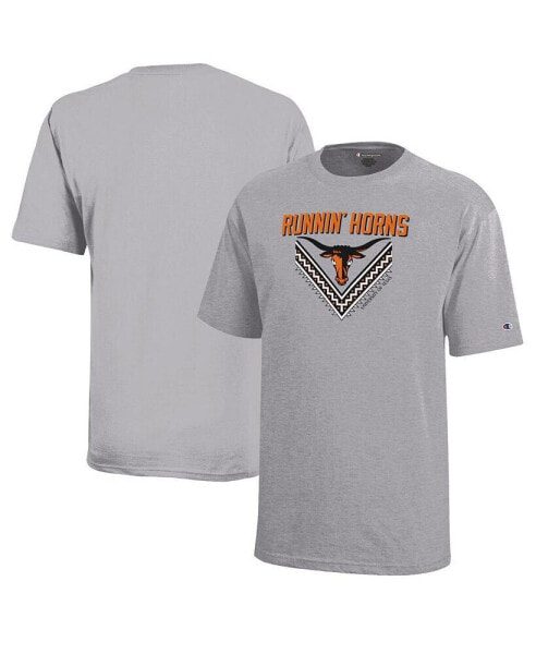 Big Boys Heathered Gray Texas Longhorns Runnin' Horns T-shirt