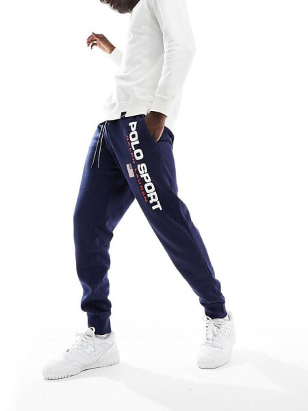 Polo Ralph Lauren Sports capsule flag logo cuffed joggers in navy