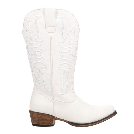 Roper Riley Cord Snip Toe Cowboy Womens White Casual Boots 09-021-1566-3396