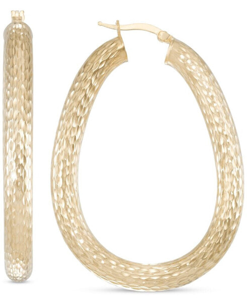 Серьги Macy's Textured Pear Hoop  Gold-Plated Silver